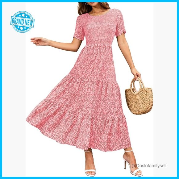 Dresses & Skirts - Bohemian Floral Maxi Dress Tiered Cocktail Elegant Summer Flowy